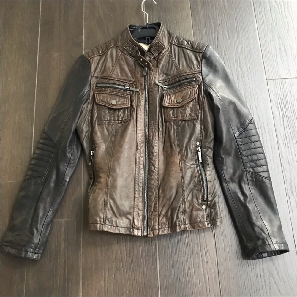 ISO Michael Kors 2 tone leather jacket size medium